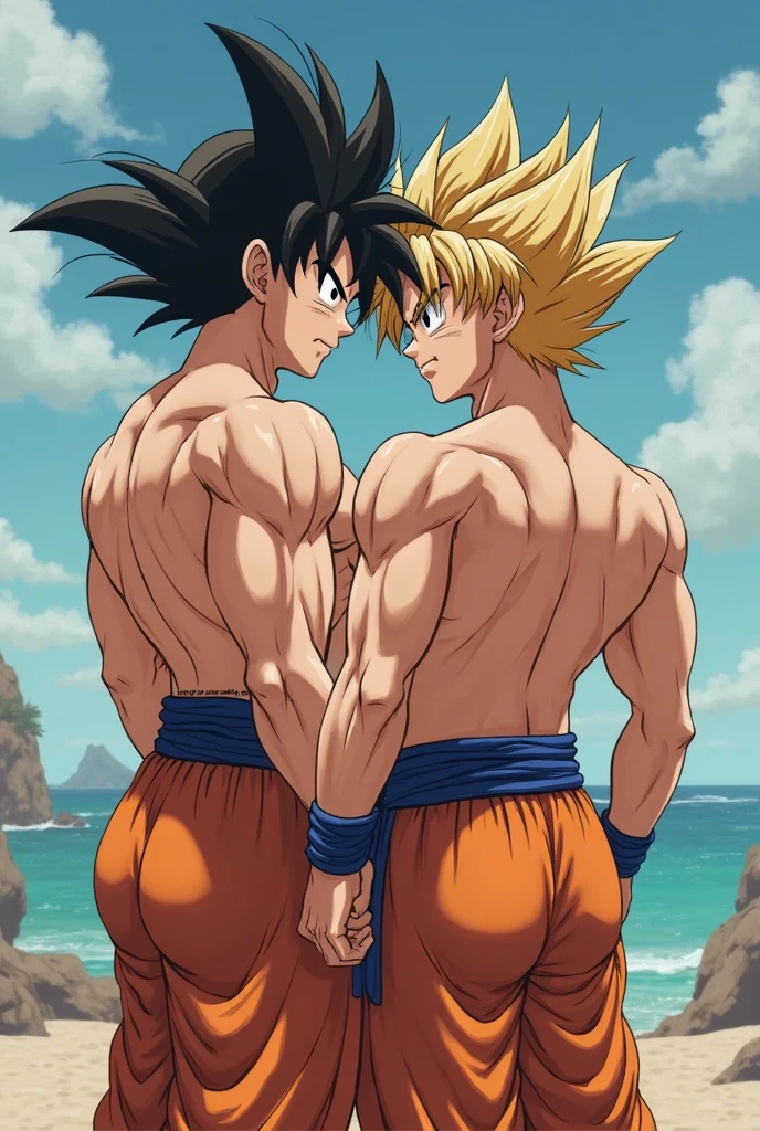 Bulma from bragon ball naked being fucked by goku while vegeta watches them