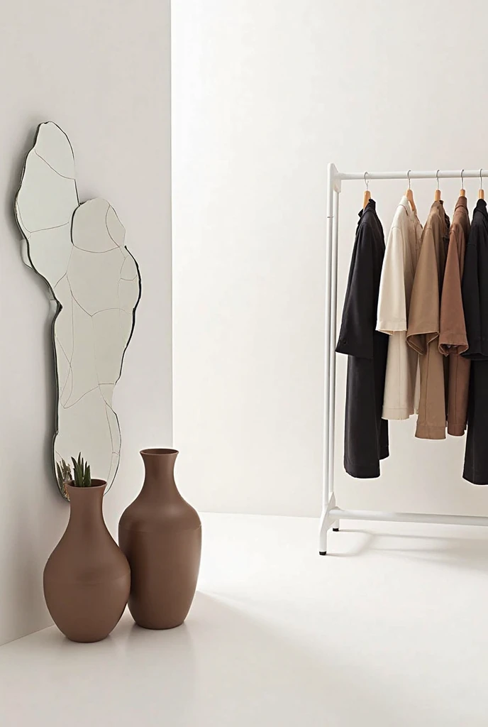 A 2m wide and 3m high wall with 3D plaster and mirror for a clothing store