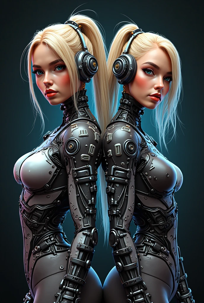 complex 3d render ultra detailed of a beautiful porcelain profile woman android face, cyborg, robotic parts, 150 mm, beautiful studio soft light, rim light, ((gigantic breasts:1.5)) vibrant details, luxurious cyberpunk, lace, ((glowing blue eyes:1.7)), hyperrealistic, anatomical, facial muscles, cable electric wires, microchip, elegant, beautiful background, octane render, H. R. Giger style, 8k, best quality, masterpiece, illustration, an extremely delicate and beautiful, extremely detailed ,CG ,unity ,wallpaper, (realistic, comicbook style:1.37),Amazing, finely detail, masterpiece,best quality,official art, extremely detailed CG unity 8k wallpaper, absurdres, incredibly absurdres, robot, silver halmet, full body