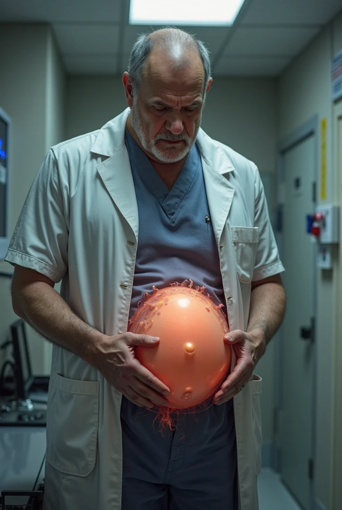 Dr James Wilson from the show House MD as actor Robert Sean Leonard, but extremely pregnant