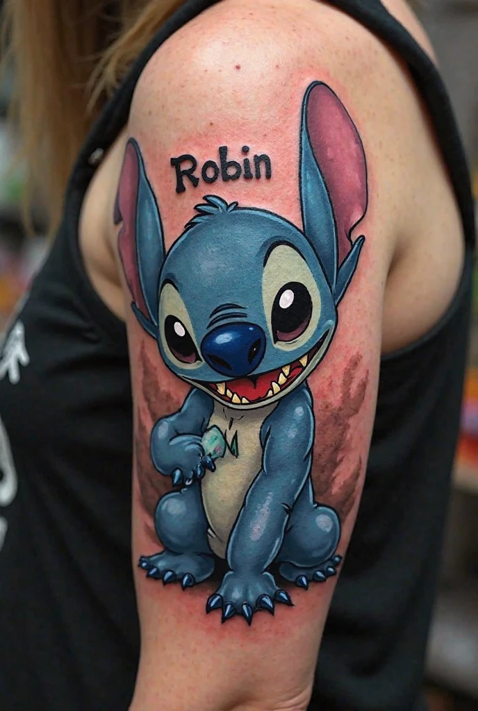 black and white line tattoos of a stitch smoking weed