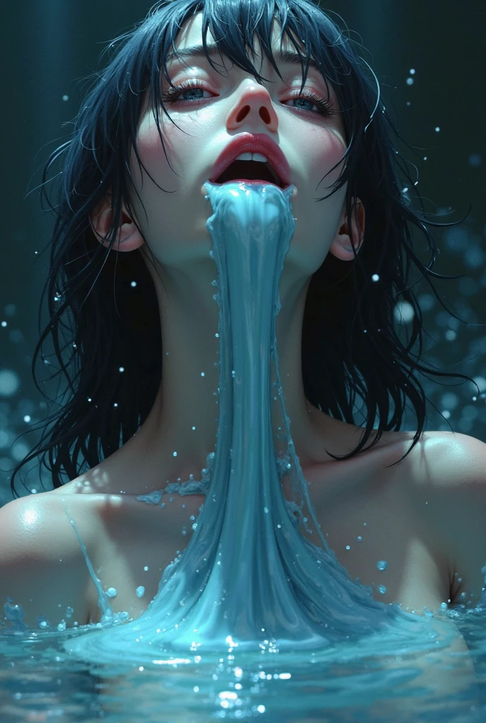 8k, raw photos, highest quality, realistic, ultra-high resolution, portrait lighting, ponytail hair, beautiful black hair, detailed teeth, nsfw:1.8, ((perfect anatomy:1.2)), (thigh  grabbed:1.3), (emphasize cleavage:1.6), ((slender:1.6)), (slim waist), 1girl, spread leg, ((detailed grow iris:1.3)), (huge breast:1.2), (breast bouncing around violently:2), pointed breast:1.2, veiny breasts:1.4, bright pale pink nipples:1.4, huge areola:1.1, bright pale pink areola:1.5, show nipples, (detailed pussy:1.4), (detailed labia:1.4), (sweaty:1.2), oil skin:1.3, veiny skin:1.6, soaking body:1.5, (gleaming skin:1.2), many eyelashes:1.5, (ecstasy:1.4), (drooling:1.3), (orgasm:1.5), ((intense squint:1.7)), ((drooping eyes:1.8)), ((droopy eyebrows:1.8)), (((strabismus:2))), (((ahegao:2))), (((crotch focus under view:1.9))), (((clearly defin clitoris:3.2))), (((enlarged clitoris:3.3))), (intercourse with a man), ((hetero)), (1boy), ((very thick penis inserted vagina:2)), ((Screaming mouth:1.4)), ((splashing sperm:1.4)), (((rolling eyes:1.4))), ((tear bags:1.5))