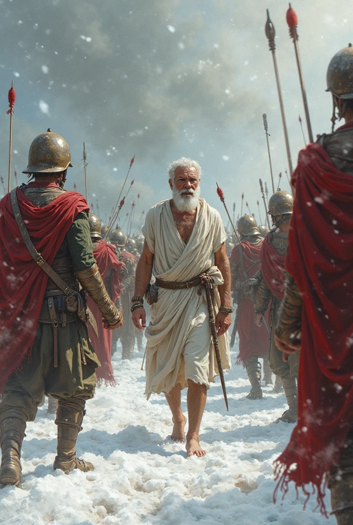 create an image of the philosopher Anaxagoras based on images that already exist of him, he is being arrested by soldiers