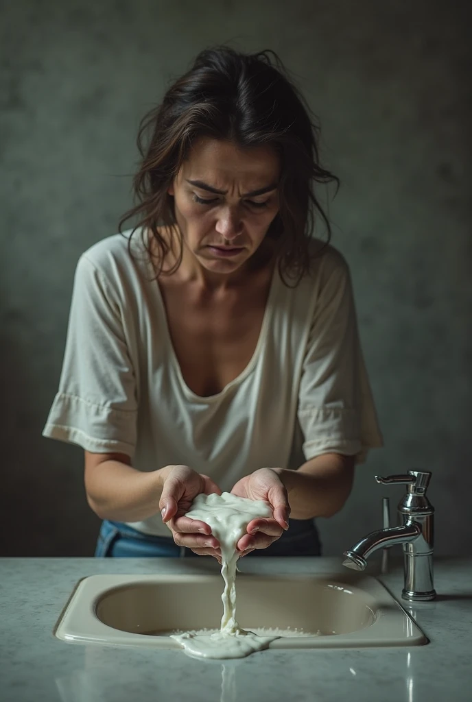 the woman crying naked in the bathtub, masterpiece, oil paint
