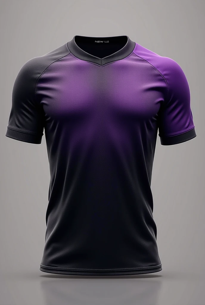 Sports blouse in the colors Black on top Purple on the bottom smoky With short sleeves Front Men&#39;s 