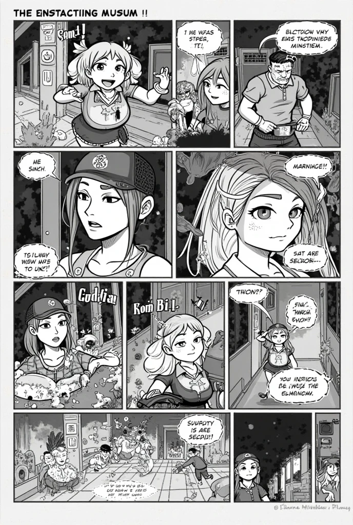 ein Comic mit einer Karikatur einer Frau, die auf einem Hocker sitzt, Comic-Kunst, Comic-Kunstwerk, Comic-Art-Stil, Comic-Kunststil, would be species, (SFW) safe for work, Kurzer Cartoon-Streifen, Ecchi-Stil, Comic-Seite, Oppai-Proportionen, Ecchi-Anime-Stil, Manga-Seite, Hintergrundgrafik, inspiriert von Wang Duo, Fokus auf die Oberschenkel