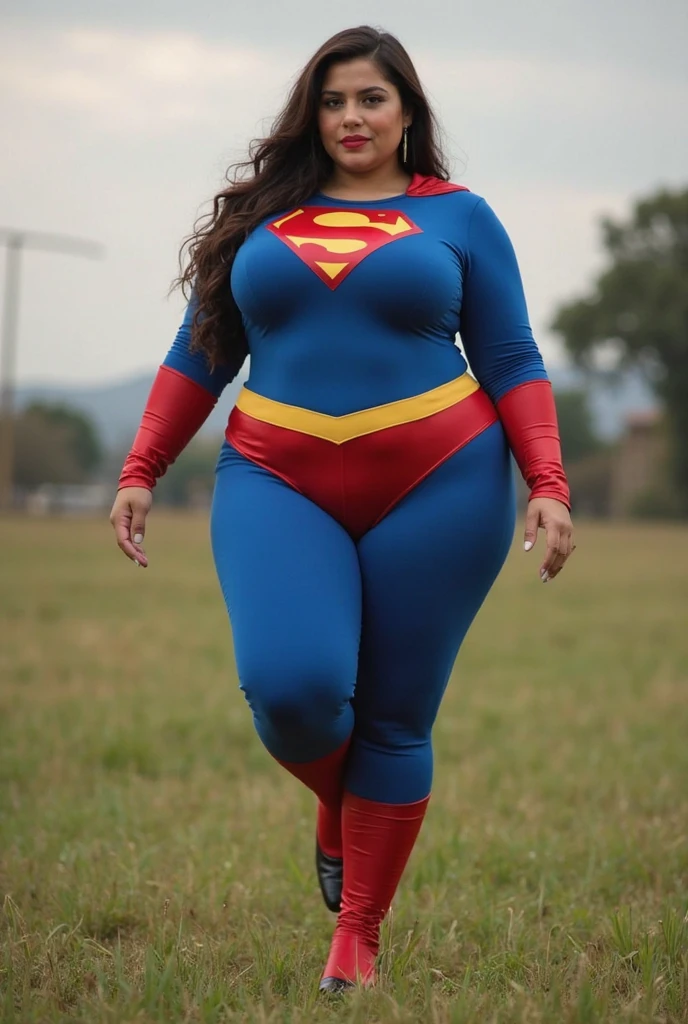 bbw superheroine and litle girl, full body,