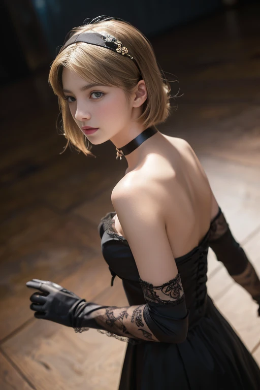 fischl, BREAK fischl, blonde hair, (eyepatch:1.5), (green eyes:1.5), hair ribbon, long hair, , ribbon, two side up, (small breast:1.2),
BREAK asymmetrical legwear, bare shoulders, black gloves, black ribbon, bodystocking, bow, bowtie, bridal gauntlets, dress, elbow gloves, gloves, green eyes, purple bow, purple bowtie, purple dress, ribbon, single bridal gauntlet, single glove, single leg pantyhose, sleeveless, sleeveless dress, thighhighs, uneven legwear
BREAK looking at viewer,
BREAK indoors, classroom,
BREAK (masterpiece:1.2), best quality, high resolution, unity 8k wallpaper, (illustration:0.8), (beautiful detailed eyes:1.6), extremely detailed face, perfect lighting, extremely detailed CG, (perfect hands, perfect anatomy),