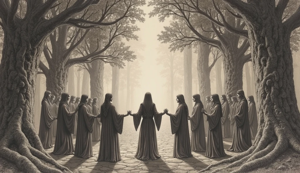 3 hijab women holding a chandelier along with a wolf
