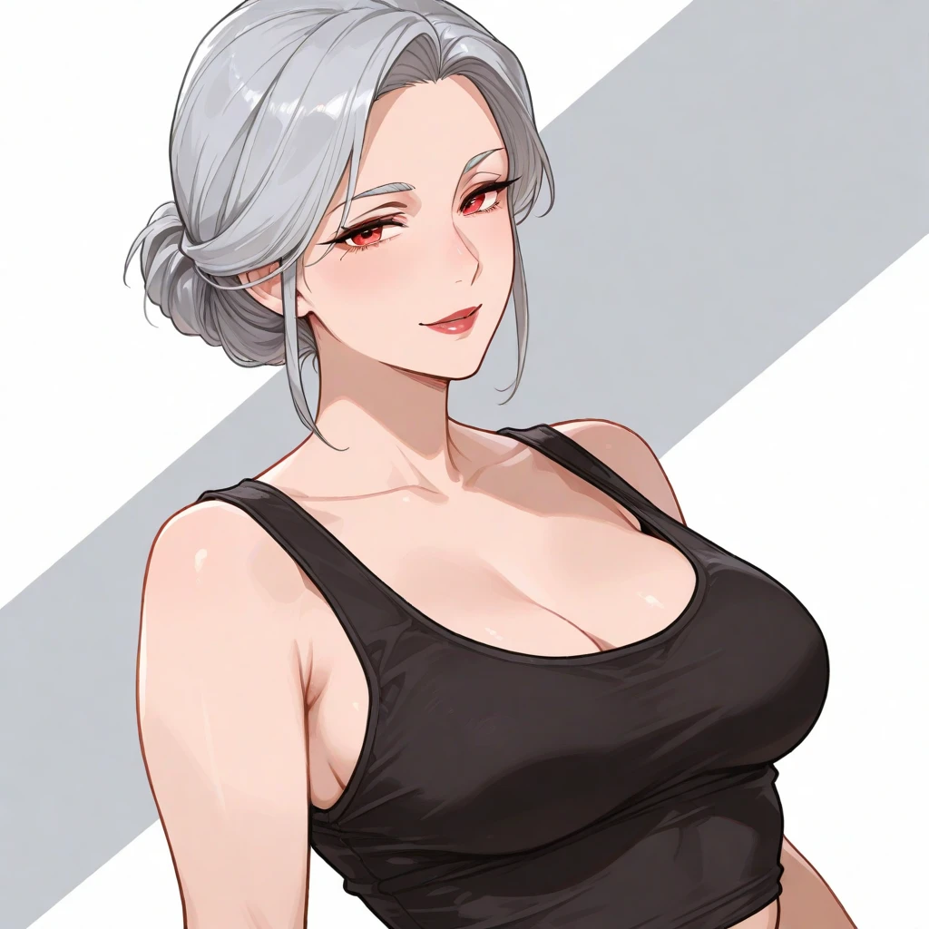 diona shin, standing, portrait, red lips, nsfw,  standing, portrait,  (masterpiece, best quality), solo, looking at viewer, upper body, standing, fw.dona.shin, mature female, sexy, hot, white hair, diona shin, white background, white hair, very soft breast  , soft breast , milf, milf face, tease, detail face, cleavage , large breast, perky breasts, portrait, cowboy shot, square lips, long hair, very long hair, white hair, curly hair, earrings , smirk, chubby , milf, milf face