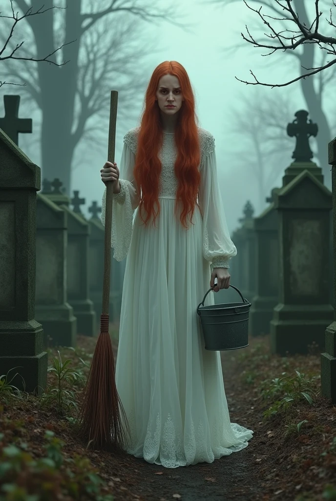 (best quality), (top quality), (realistic photo), (real photo), (full body) woman (long green hair, wearing a dress torn with blood stains) faces death in a cemetery --auto --s2