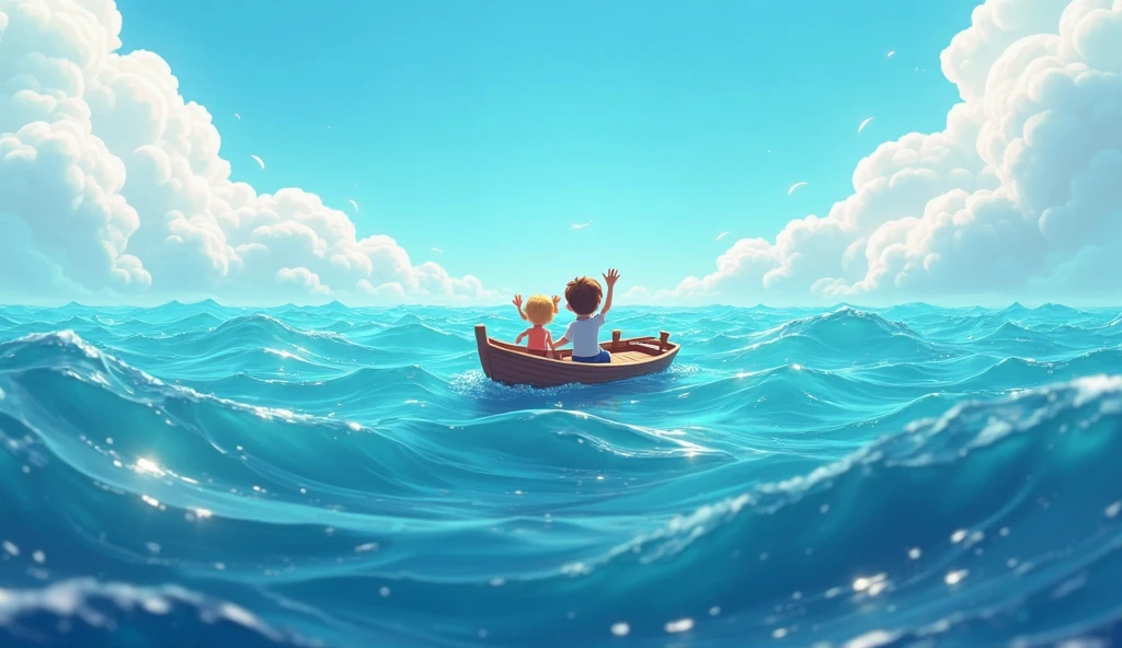 two teenage boys lost at sea singing.