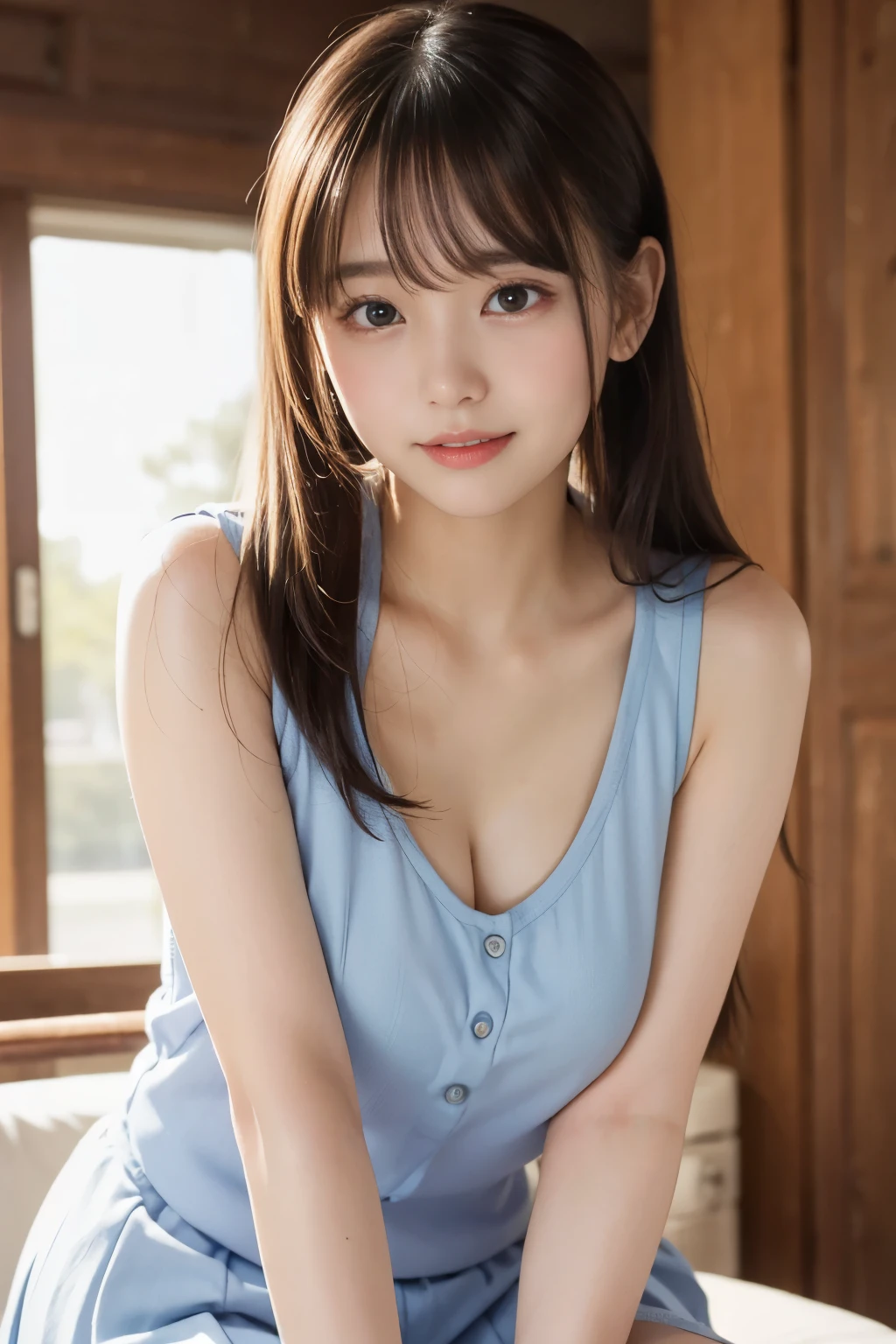Multi-angle、top-quality、(((full body Esbian)))、(((undergarment)))、((Large chest))、(((on the beds)))、(((Walking on all fours)))、((whole body, leg_up)),Soft light、(depth of fields)、超A high resolution、((Photorealsitic:1.4))、Raw photography、Ambient Occlusion、((11 year old))、((a small face))、ren、1girl in, Swollen eyes、(Dark blonde hair:1)独奏, (A smile:1.2), (dark brown eyes,catchlight), Fine skin, Tube Top、(excellent、masterpiece)、beautidful eyes、Harmonious facial features、masterpiece, ((The highest image quality)), hightquality, beautiful a girl, japanes, Japan schoolgirl, detaileds, A detailed eye, Detailed skin, Beautiful skins, 超A high resolution, (Realistis:1.4)、Beautiful skins, (Dark blonde hair:1)、Longhaire、Pattsun bangs、 ((A hyper-realistic)), (illustratio), (hight resolution), (8K), (ighly detailed), (The best illustrations), (beautifully detailed eyes), (ultra-detailliert), (wall-paper), (详细的脸), looking at the viewers, finely detail、A detailed face、pureerosfaceace_v1、A smile、((Opening Mouth:1.2))、((Show your teeth and smile))、Looking straight ahead、photos realistic、Bright lighting、profetional lighting、 (((Petite, Little, Flat, skinny))),