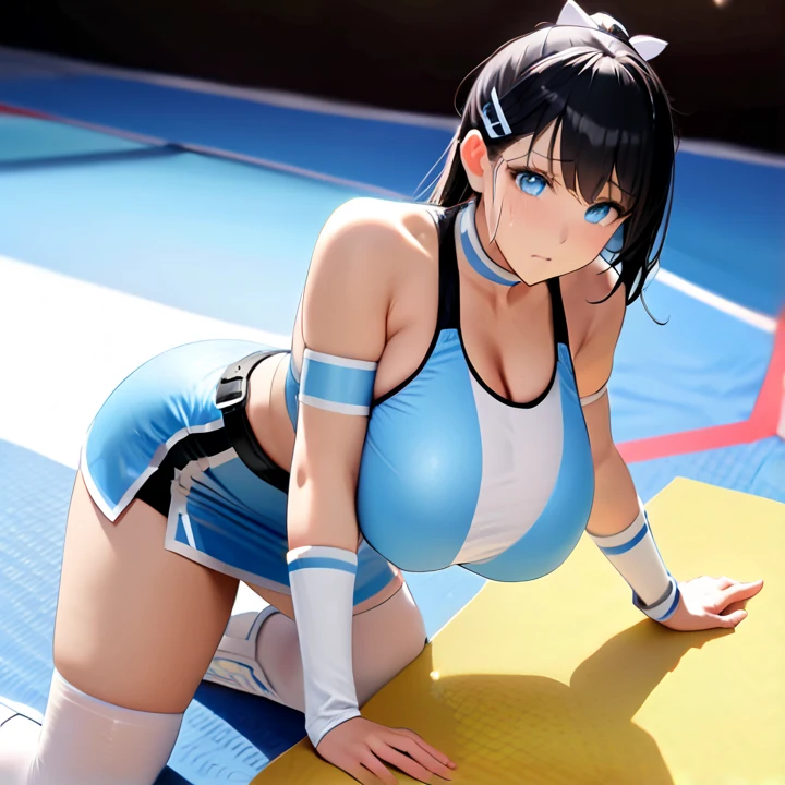 high quality,High resolution,16K,Sharp lines,1 girl,Female gymnast ,Cute Face, Medium chest, Beautiful legs,At the gymnastics venue,Focus Girl,Beautiful face in every detail,Detailed clothing,Beautiful Eyes,nice,Dynamic Angle、Accentuate your butt、Dynamic Pose、Camel Toe、Giant tit、Nipple Puffs、Cleavage、Plump、Super big breasts、Super big butt、Bubble butt、sexy、sexyポーズ、lure