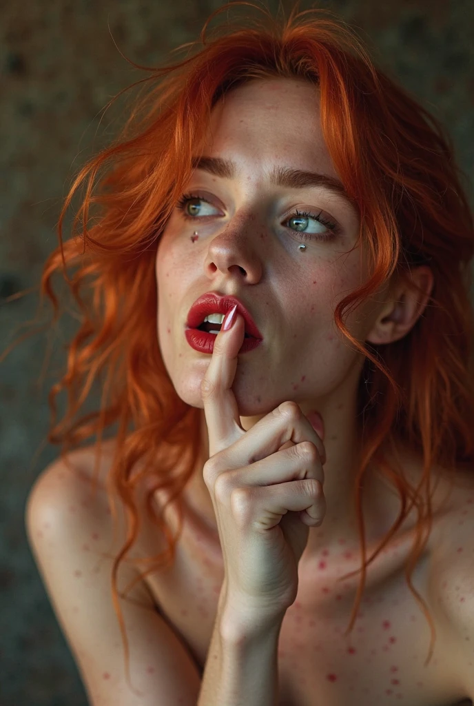 Girl with red hair snorting cocaine off another girls tits
