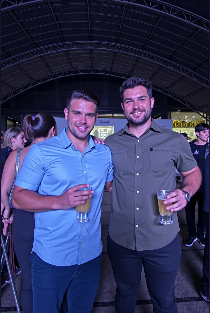 there are three men standing around a man holding a beer, 45 years old men, dad bod, (38 years old), selfie photo, last photo, pov photo, relaxing after a hard day, having a great time, São Paulo, very accurate photo, 8k selfie photograph, in sao paulo, competition winning, very coherent image, shot on gopro9