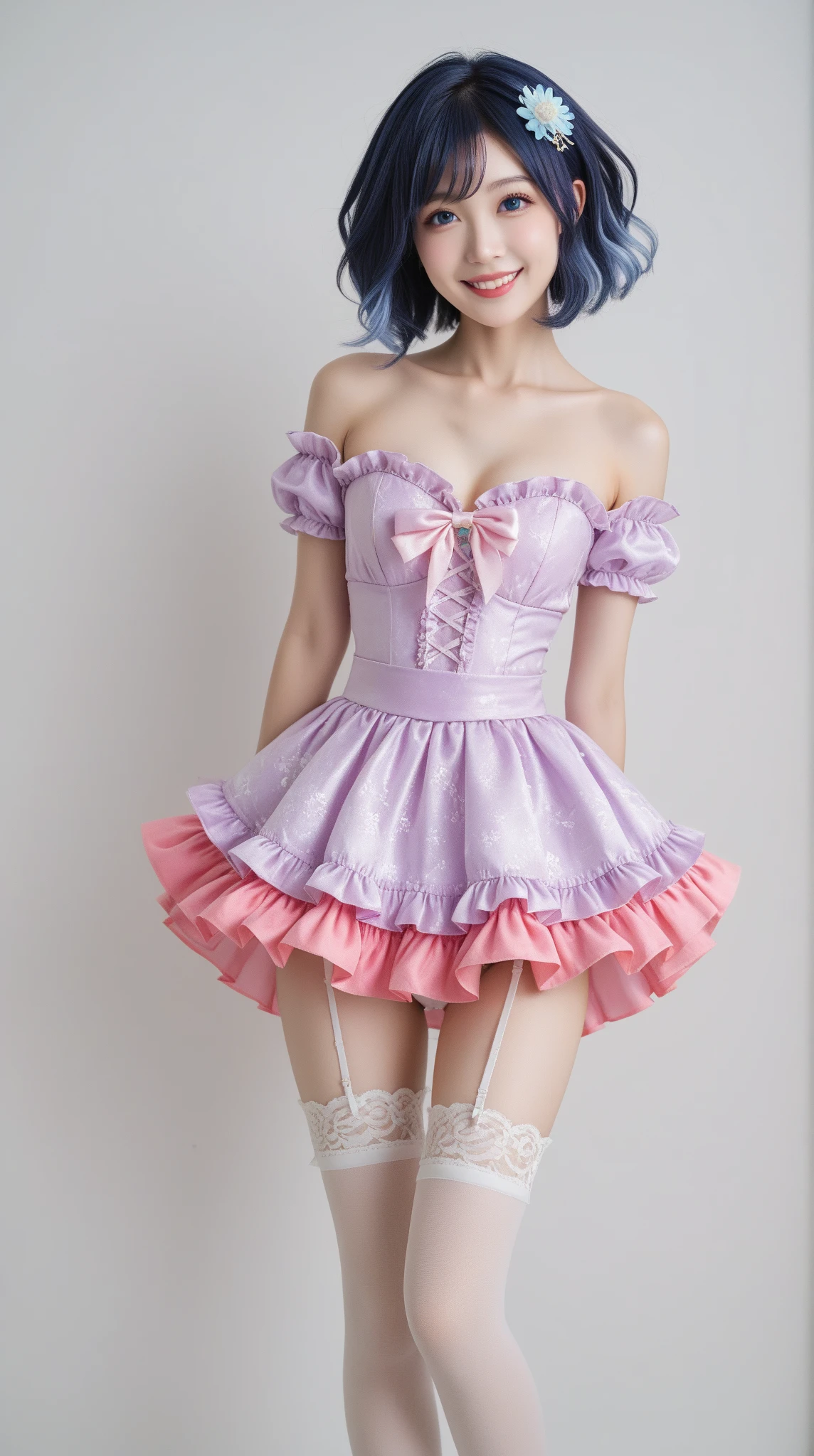 Woman doing Halloween cosplay、Little devilish、Cute Succubus、Functional、Purple and orange succubus costume, Cute Halloween decorated dress skirt, Halloween-style dress,AV Photography, perfectly proportions,frontage、