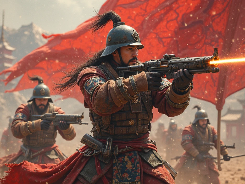 There are many characters in the picture, detailed illustrations of the game art, Cheng Wei Pan on Artstation, inspired by Fenghua Bell, heroic battle scenes, by Yang J, Ismail Inseogloo and Ruan Jia, CGsociety and Fenghua Zhong, Three Kingdoms of China, by Wu Zhun Shifan, background: battle scenes, flames, war fire