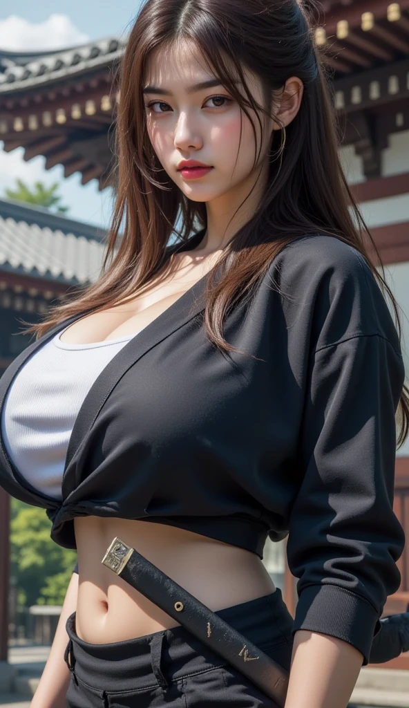 (8K,Best quality,masterpiece:1.2),(Full body image:1.1),((Huge breasts:2.5)),((huge cleavage:2.5)),(((Large Breasts:2.5))),Large sagging breasts,overflowing breasts,Hyper-realistic details,(Super real photos:1.2),(complex:1.2),(Practical:1.2)