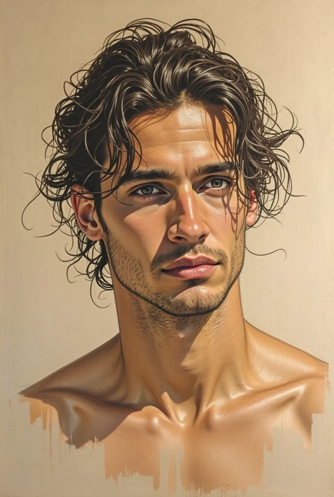 (oilsketch) of (one male), (looking at viewer), (upper body:1.5),
Very detailed manly face, heroic, detailed realistic open black eyes, (muscular:1.5), (big muscles), (massive pecs), (hairy pecs), narrow waist and hips, (long ombre hair:1.25), (slight smile), (shirtless) (topless male).
<lora:oilsketch:1>