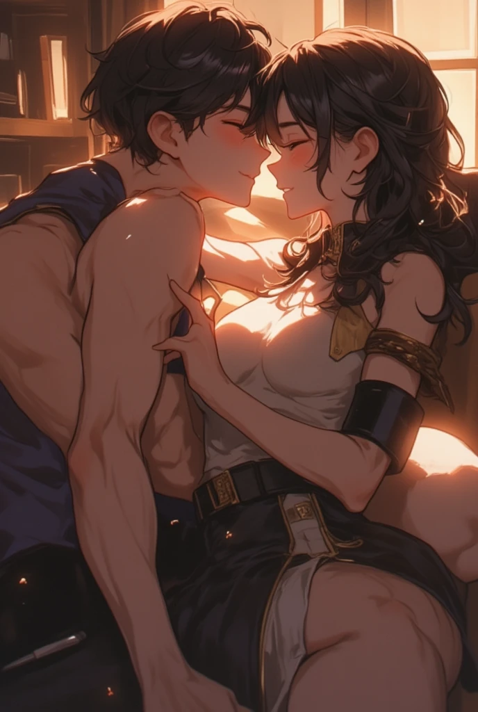 Muscular man and woman, sexual activity