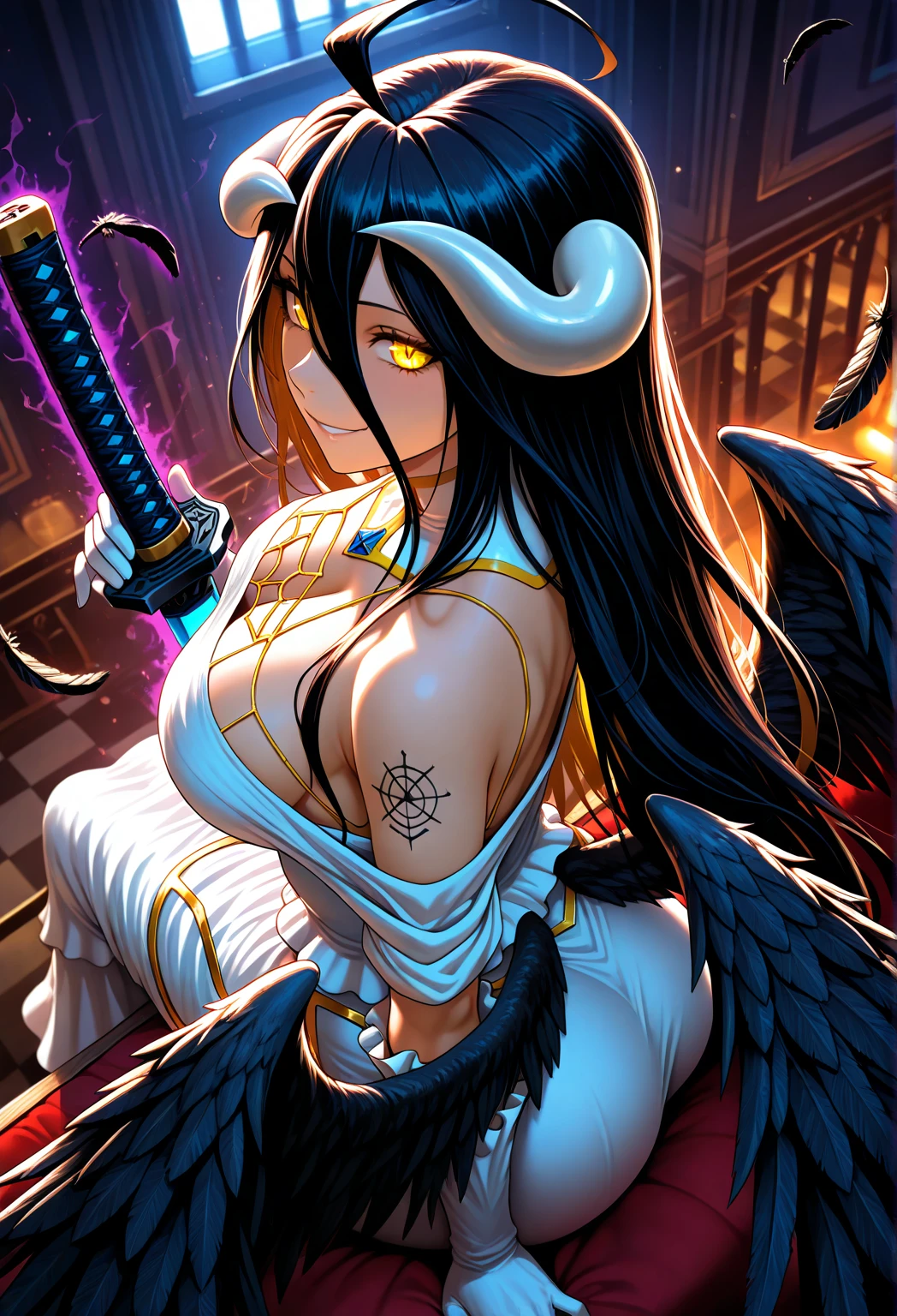 annangle,huge chest, curved, female,fantasyhere is a cartoon picture of a woman with a very large chest, , vest, pants, black hair, sacred aura, inspired by Luma Red, the non-binary deity of spring, ethereal rainbow nimbus, the butterfly goddess of fire, inspired by Marie Angel, will have shining around her, like the sun goddess, "uwu the prismatic person, big breast, happy, beautiful eyes, , full body, walking, long dress, long dre, nun, priestess, saint, body of venus, bent, huge chest, forest, walking, smile, sharp teeth, black coats, coat, jacket, maid, butler, pantyhose, jacket, shirt, black cloths, body suit, maid,,pants,long skirt, black body suit, coat
