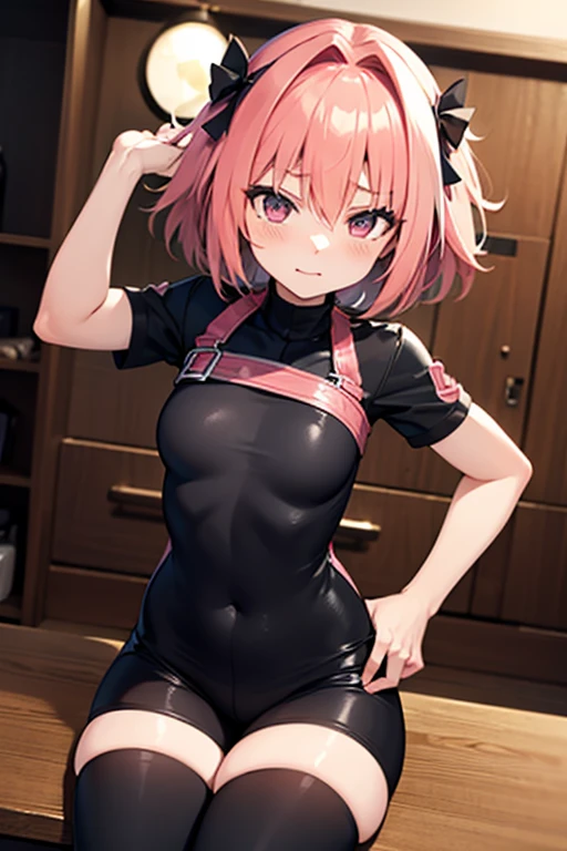 Airisakura, airi Sakura, blue colored eyes, cups, long hair, pink  hair, (twintails baixos:1.5),
break cups, へそ, へそ cutout, tight clothing,
break looking at viewer, whole body, (cowboy shot:1.5),crossed arms,Jumpy, ass pov, 
break indoors, class room,
break (work of art:1.2), best qualityer, high resolution, unity wallpaper 8k, (illustration:0.8), (beautiful detailed eyes:1.6), extreme detailed face, perfect lighting, extremely detailed CG, (perfect hands, Perfect Anatomia),