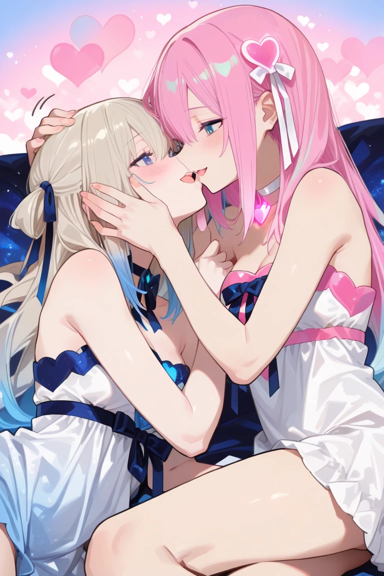 1boy and 1girl, girly femboy,
smaller male, white skin, slim,
maid headdress, pink hair, long ponytail, hair between eyes, blue eyes, black choker, neck bell, black bikini, micro bikini, side-tie bikini, ball bra, black knee highs,
micropenis, small penis, foreskin, balls,
duo, couple,
interracial, big dom small sub, height difference, age difference,
futanari, large breast, larger female, mature female, black skin,
completely nude,
large penis, big penis, veiny penis,
score_9,
straight-on, front view, side-by-side,
handjob, penis grab, hand on another's shoulder,
penis size difference, 2 penises, flaccid, precum,
blush,
motion lines,
on red sofa, on red couch, grey background