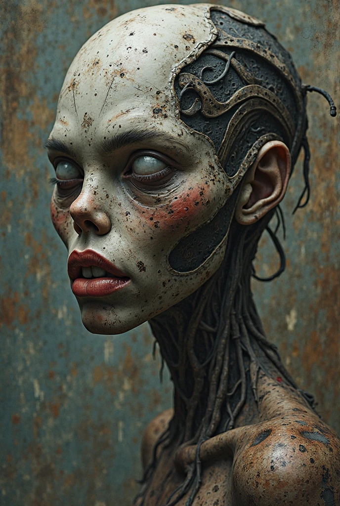 Creature with humanoid body. Caucasian skin. Nails that go through the head replacing the eyes, Lean and muscular body. Tattoo around the nails