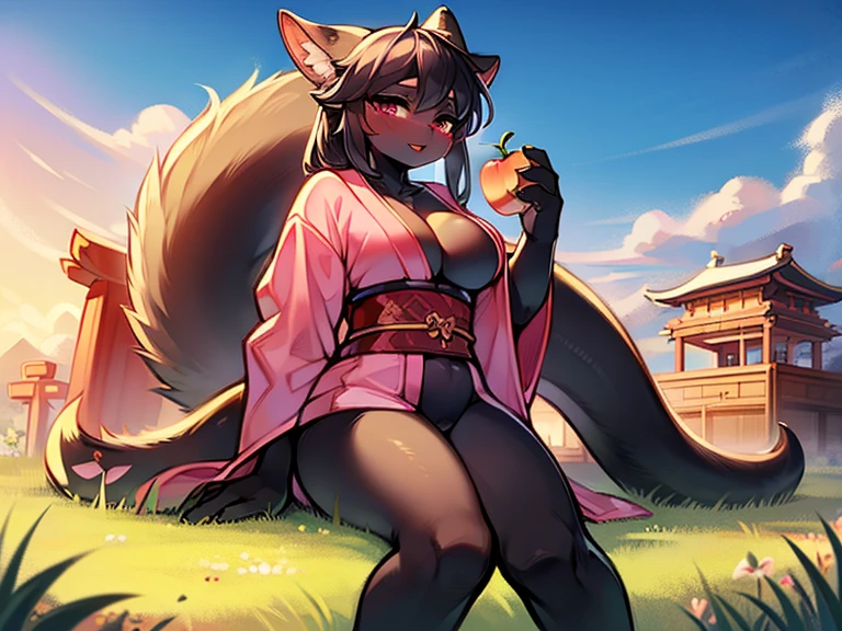 china dress, stocking, female furry mini cute style, holo a wolf girl, girl in a string bikini with a fox tail, female furry mini cute style, holo a wolf girl, realistic bikini, furry brown body, holo if a wolf girl, furry, fox tail, swimsuit, furry art!!!, small curvy , Camel toe very obvious, The nipple contour pronounced, pubes, fishnet stockings wrap the thighs, absurdly long hair, erotic, Sci-fi, (huge breast), beautiful clothes , Lace, lace trims, lace clothing, lace clothing, pubes, thick thighs, beautiful face, short skirt, Fox Woman、body covered with fur、huge-breasted、kawaii、shrine maiden、Japan white clothes,Red Hakama、torii gate,summer day、From below、Wide Shot、Very Wide Shot、A big smile