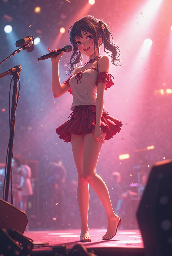 (hinata hyuuga, very sensual, in a funk girl outfit, brazileiro, From Rio, dancing funk, Wiggling, big-ass, legs thick, wearing short jean shorts, wearing a mini blouse, pierced navel, Nike sneakers, big hair, Speaker behind, very realistic, extremely sexy, 8k, 8k extremely detailed), (an extremely delicate and beautiful masterpiece), (best qualityer: 1.0), (ultra-high resolution: 1.0)