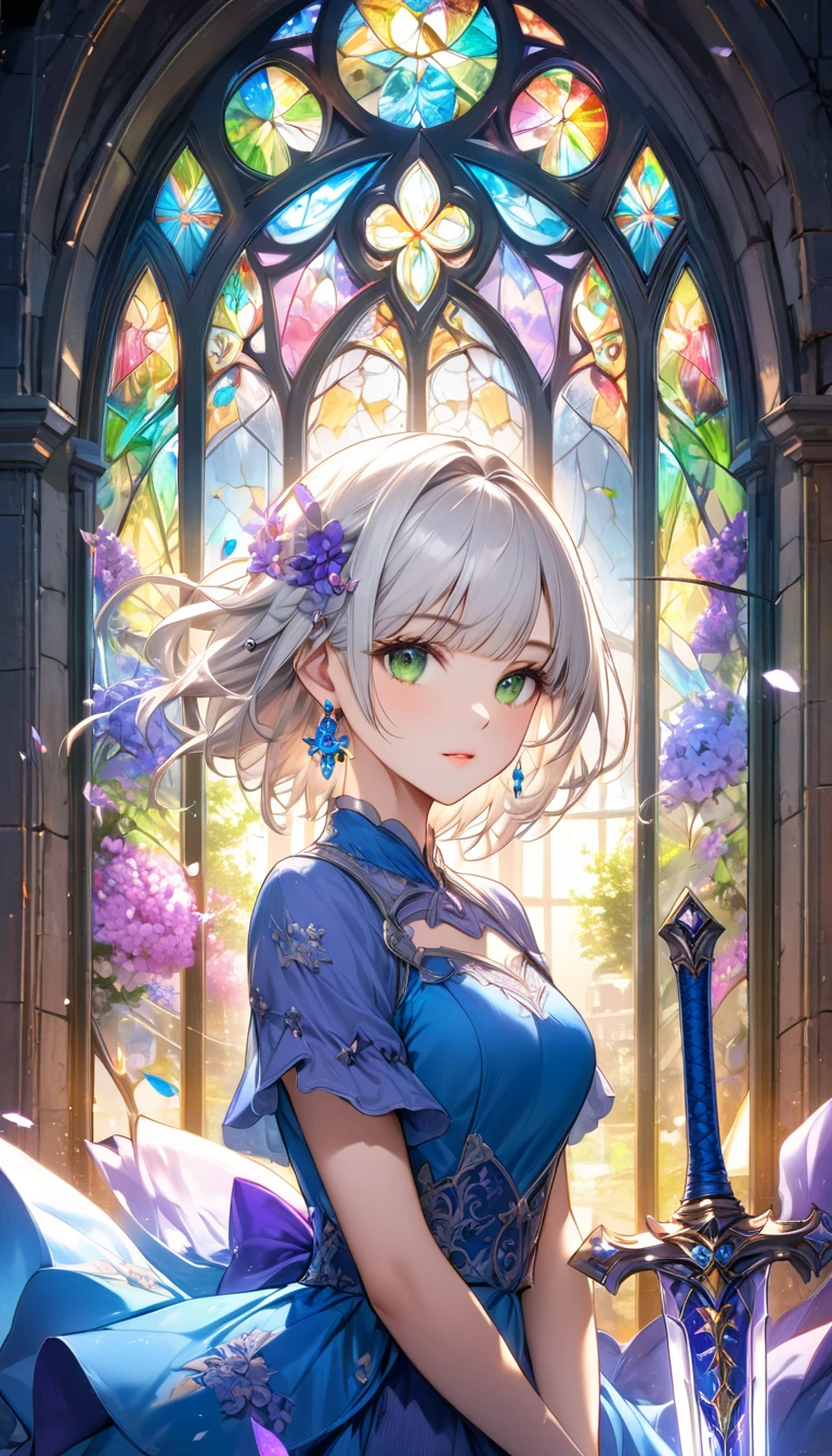 ((perfect anatomy:1.3,masterpiece、highest quality、Ultra - High resolution、High resolution、Highly detailed)), 1girl, Silver hair, short hair, light blue eyes, 17_years_old_beautiful_girl, Japanese, drawn in the style of Japanese anime,