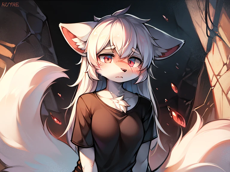 A light gray furry goat girl with sliver eyes