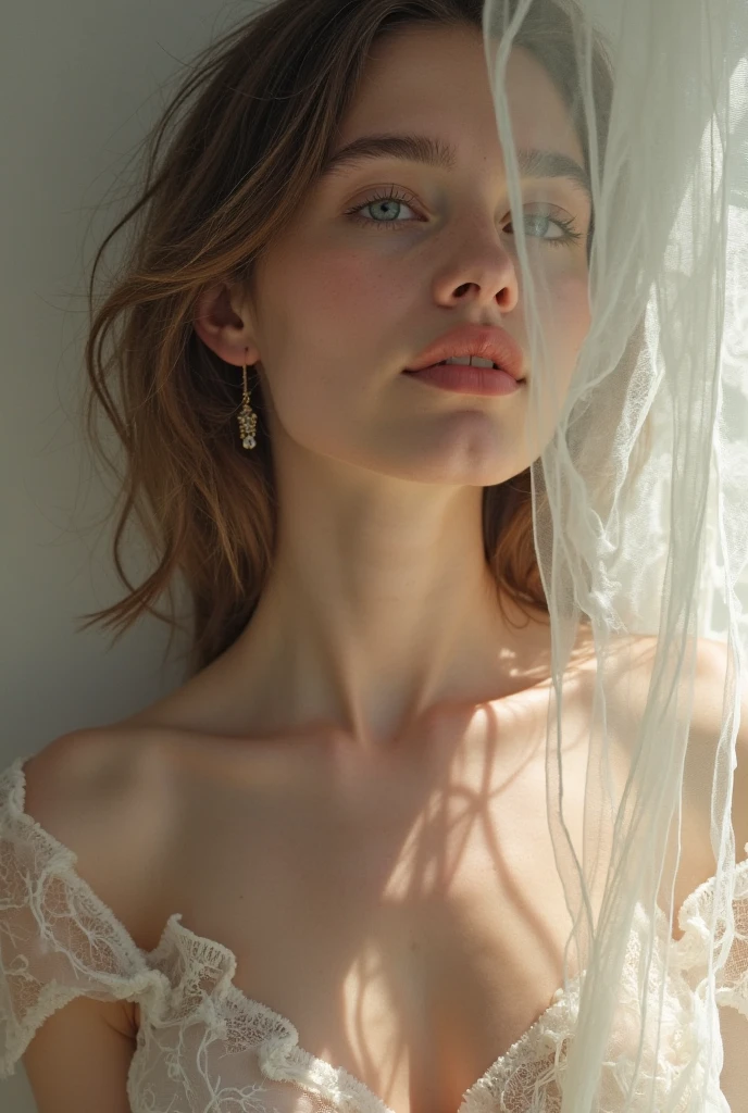 wet girl in very long nightgown in bed pee herself