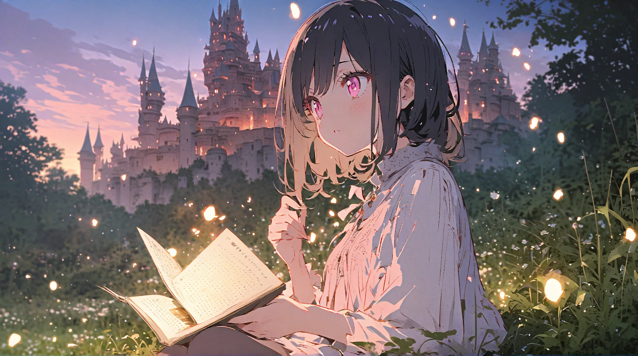 The atmosphere of the children's book radiates warmth and comfort, as the child on the cover experiences the joy of reading in a safe and nurturing environment, surrounded by friendly characters and magical elements that foster a sense of belonging and enchantment, Illustration, watercolor painting on paper