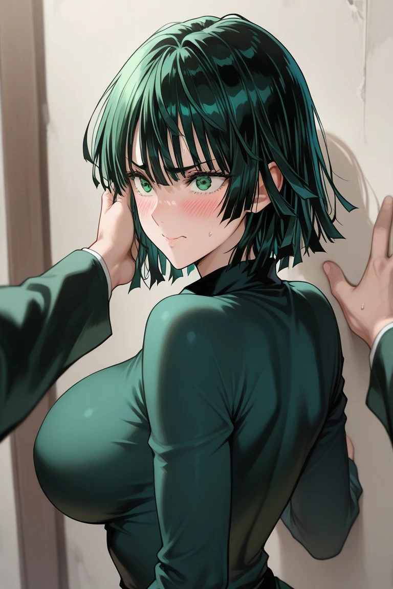 mejor calidad,4k,high resolution,obra maestra:1.2), (ultra detallado), (sin ropa) (NSFW not safe for work art), (Fubuki) (One Punch Man Settings), (pose sexual), (realista,photorealista,photo-realista:1.37), (hdr,HD), (retrato), (vivid colors), (Piernas largas), (cara claramente alargada), (pelo corto de color verde oscuro) (Hermosos ojos detallados), (hermosos labios detallados), (ojos y rostro extremadamente detallados), tatuaje en el hombro, ojos brillantes, dynamic angle and posture, empapado en sudor, perspiration, undressing (long eyelashes), (Sharp focus), (physically based rendering), (sin ropa), (senos grandes) (abierta las piernas), (intense), (expression of intense desire), (Desenfoque de movimiento), (elegante), (Figura delgada), (inspirado en anime), (luces brillantes), (sexual), (colores contrastantes), (ambiente misterioso), (action packed scene), (Unique style), (llamativo), (Apuesto), (evocador), (expresivo), (Intriguing atmosphere), (pechos gigantes:1.2)
