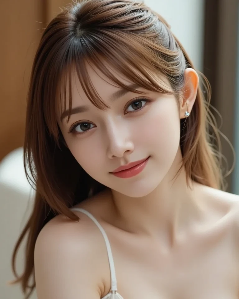 (((8k,Very detailed,Attention to detail、highest quality,masterpiece,Attention to detail))),RAW Photos & Realistic atmosphere,Beautiful dark eyes,Glossy lips,Beautiful dark eyes,Realistic white skin、Her deep dark eyes are so beautiful,Very beautiful face,Very beautiful face、Vibrant, Beautiful Face,Beautiful Eyes, Glistening lips,Beautiful Eyebrows,Infinite Reality, Real young gravure idol,Very cute woman , Young and beautiful gravure idol, A young and cute gravure idol, Very beautiful and cute beautiful 21 year old beauty,Incredibly 美しい and elegant,Beautiful 21 year old beauty,Natural soft light,(Shiny Hair,,美しい and kind eyes:1.5),Gentle features,Shapely breasts,Long Hair,Beautiful posture,No makeup,let me'Looking into the camera,shirt,Japanese women,