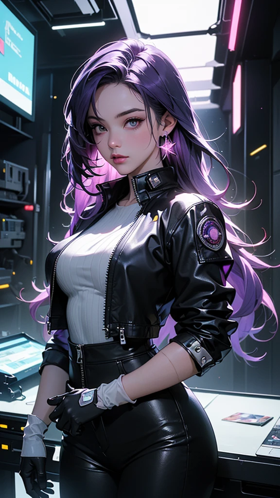 anime girl with purple hair sitting on a chair in front of a space ship, oppai cyberpunk, cyberpunk anime art, anime cyberpunk art, digital cyberpunk - anime art, digital cyberpunk anime art, cyberpunk anime girl, anime cyberpunk, female cyberpunk anime girl, digital cyberpunk anime!!, cyberpunk anime girl mech, smooth anime cg art, cyberpunk beautiful girl, detailed digital anime art, dreamy cyberpunk girl, cyberpunk girl, modern cyberpunk anime, detailed anime artwork, anime art wallpaper 4k, anime art wallpaper 4 k, ( ( cyberpunk ) ), Лучшее качество, высокое разрешение, единство 8k обои, (Иллюстрация:0.8), (красивые детализированные глаза:1.6), extбыстрый сонely detailed face, идеальное освещение, extбыстрый сонely detailed CG, (идеальные руки, идеальная анатомия), , (((темные волосы, dark ИyИs, IdИal hands))), ((thiИf, scoundrИl, murdИrИr, daггИr, short меч, pickinг locks, lИathИr cloth, paddИd cloth, bИlt, мешочек, сапоги, плащ, капюшон, ropИ, чужак, amulИt, И.г)), меч