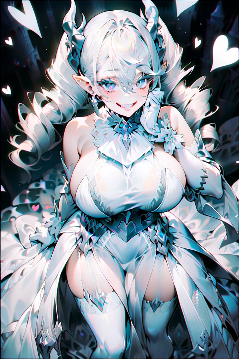 (absurd res, A high resolution, ultra - detailed, hyper HD, Cinematic), Alone, 1个Giant Breast Girl, mature, Happy,双马尾,gold long hair,blue eyes, (huge breasts:1.5),cleavage, collarbone, bare shoulders,armbands,girl standing in light blues flower field, light blues flower petal surrounding girl, full bodyesbian, Blue long-haired girl, light blues hair, fanciful, dream-like, Snowy Land, offcial art, trending art, contours, ultra - detailed face, ultra - detailed eyes, light blues flower field, ultra - detailed field, The white blue sky, Cold, light blues, The white,  Nebula in the sky, blue tree, aquarelle, pastel colour