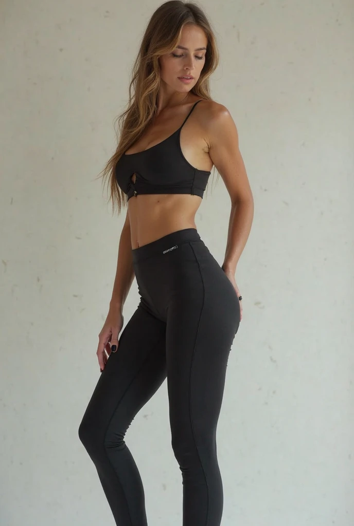 Hyperrealistic portrait of Kristina Pimenova, with big boobs, tight pants, big buttocks, posing lustfully, huge buttocks, big buttocks, voluminous buttocks, sweaty and wet body, full length portrait, big tits, thick thighs, Nike sneakers, five fingers, 8k, hard drive, realistic