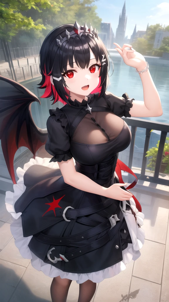 erotic,Idol Master Sagasawa Fumika、White headband、 tall, Big Breasts, Black-haired, mature, Married women, Shiny navy blue rubber suit, Red heart on a black background, Bedroom, Dark Theme, evil, lure, excited, Condescending smile, Sexy pose, Upper body emphasis, Angle from below、Hands on chest