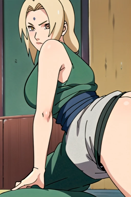 score_9, score_8_up, score_7_up, source_anime, wooden house at night, Temari nara from Naruto, Torn clothes, open toe stripped thigh heels, squatting, masturbating, grabbing her breast with her hand, Ahegao