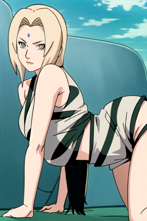 (masterpiece, highest quality:1.2), alone, One Girl, Tsunade Defense, Forehead mark, View your viewers、((Battle Scenes、Embarrassing、Sweat、Sand smoke、to be born、Rocky area、pants、ponytail、Sleeveless、fishnet、Exposing breasts、Torn clothes、panic、chest))、Beautiful girl with beautiful details, professional photography lighting, Highly detailed eyes and face, Beautiful eyes in every detail、Beautiful detailed hair, Beautiful and exquisite cold face、anime