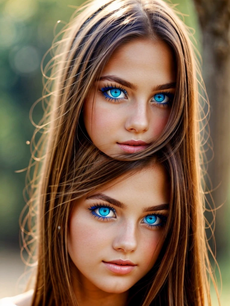 em frente a uma luz azul, beautiful girl RUSSIAN CHILD STRAIGHT HAIR , olhos brilhantes, olhos perfeitos, 10 anos.