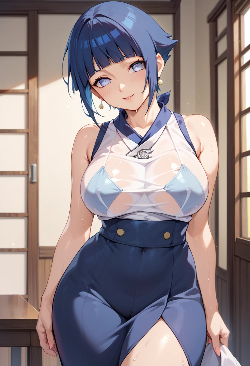 (1milf, solo), sitting, (sleeveless shirt, hotel doorman uniform, bow tie), French twist updo, embarrassing big smile, (masterpiece best quality), delicate illustration ultra-detailed, sagging huge breasts, (customer service counter), work desk, detailed lobby background, ((showing hairy armpit hair)), thick makeup, upper body only, pamphlet, in hotel lobby, sweating, hand behind head, tablet