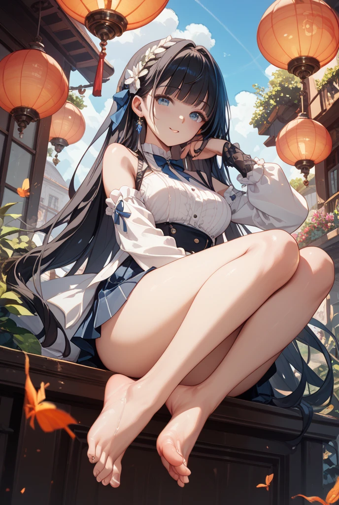 masterpiece, best quality, 1girl, long hair, bored, sitting, feet up, soles, forest 1girl, bangs, choker, necktie, ear piercing, masterpiece, best quality, 1girl, long hair, bored, sitting, feet up, soles, forest <feetPoseAnime_v11:0.6,eyebrows visible through hair, grin, gyaru, jewelry, kogal, long hair, looking at viewer, loose necktie, necktie, piercing, plaid, (比基尼),red eyes, ring, smile, solo, white shirt, 樱花树下,樱花盛开,nsfw,清澈见底湖水旁,金发,渐变头发,皎洁的月光,(美丽的夜晚)粉色乳晕,露出三角内裤,全身湿透,(两侧马尾辫),night(粉发),双马尾