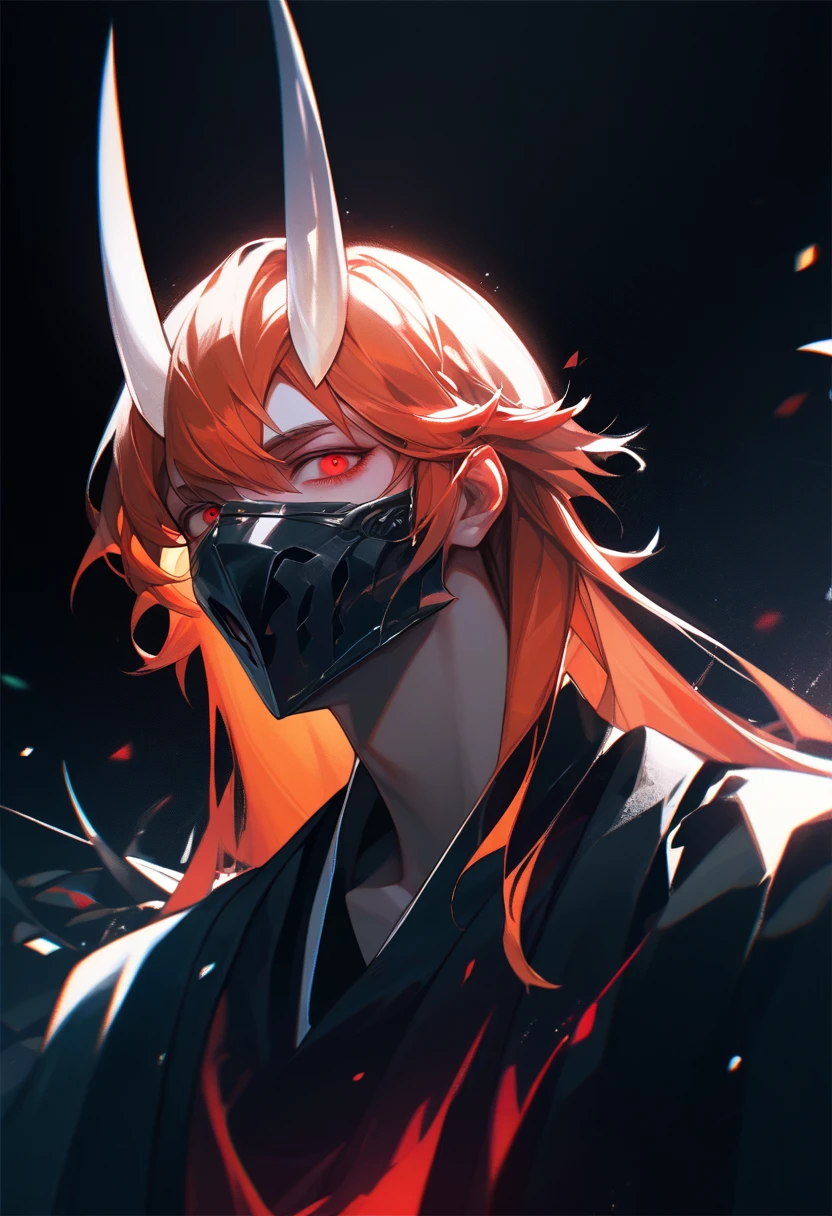 man, demon mask, white suit