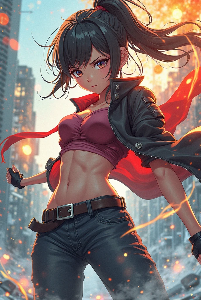 Highest quality、Highest quality、Masterpiece、girl((Metal body,Age 25、as soon as、Highest Bust、Medium Bust、Wide open chest、Red glowing eyes、Black Ear、Red Mesh、Disheveled Hair、Loincloth、thin、The best valley、Open chest、Luminous Wristbands、hair ornaments、Full body view、Black short-sleeved hoodie、Red pants、scar、cell phone、A little muscular、Ruby Necklace、))、high quality、Beautiful Art、background((night、Concert Hall、Black Bird、Black butterfly))、flight、Flying Debris、Depth of text、movie、Visual Arts、Perfect Art、8K、Genuine、