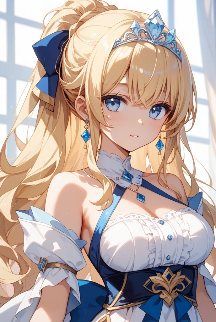 One person, High resolution, Blushing, Blonde, Very long hair, Highest quality, Very detailed, Bunny ears, blue eyes, awkward, Bunny Girl Outfit、