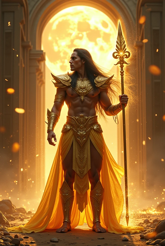 Statue of the god Trimegistros in gold hyper realistic 8k dark background, lighting 1.3 Cinematic 4K lighting, cinema effects